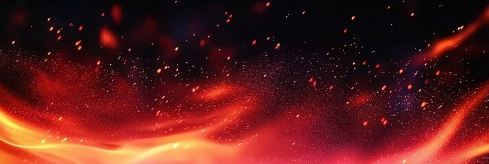 Poster - Abstract Background of Fire and Embers with Dynamic Flames and Glowing Particles for Creative Design and Artistic Usage