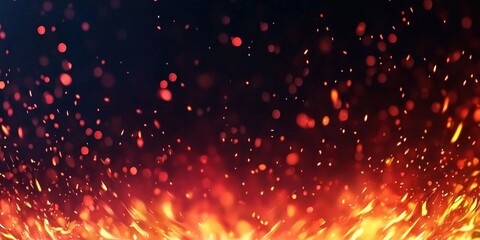 Poster - Abstract Background of Glowing Fire and Bright Embers with Sparkles, Ideal for Creative Projects and Artistic Designs
