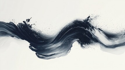 Poster - Abstract Black and White Wave with Fluid Brush Stroke Texture