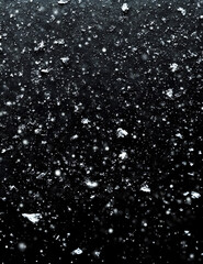 Poster - Black abstract pattern of snow textures over black backgrounds suitable for digital overlays.