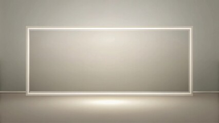 Poster - Illuminated Rectangular Frame on Neutral Wall, Minimalist Interior Design Mockup