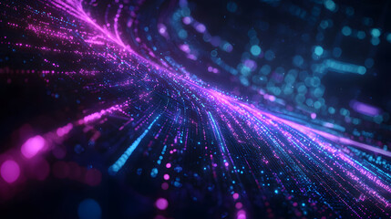 Poster - Dynamic flow of glowing digital particles wallpaper abstract visuals tech environment futuristic viewpoint
