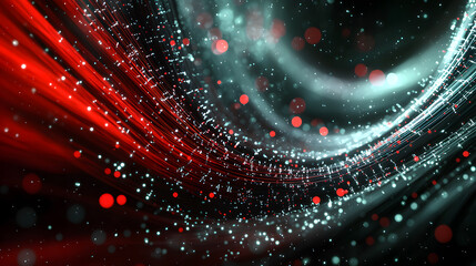 Fototapete - Glowing digital particles and abstract data flow wallpaper modern tech aesthetic vibrant colors digital art environment