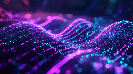 Poster - Abstract data flow and glowing digital particles wallpaper virtual realm visual art dynamic environment aesthetic viewpoint