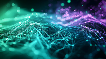 Fototapete - Dynamic ai-driven neural network wallpaper abstract technology digital art futuristic environment close-up view