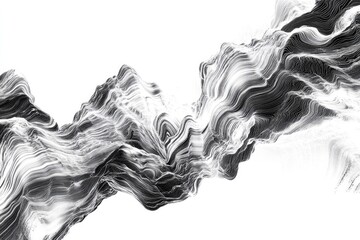 Aufkleber - Abstract grayscale wavy, flowing forms.  Complex layered, textured, dynamic lines create a sense of movement and depth