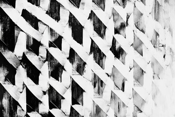 Fototapete - Abstract geometric pattern, textured black and white