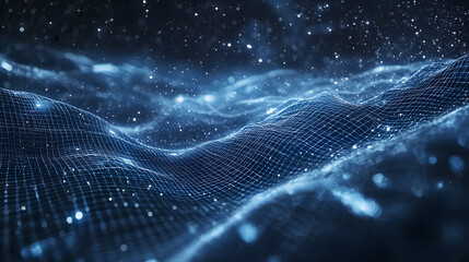 Fototapete - Augmented reality wallpaper visualized through dynamic waves digital space abstract art futuristic environment