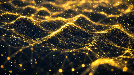 Poster - Dynamic cybersecurity wallpaper visualization encrypted waves digital landscape high-tech environment abstract viewpoint