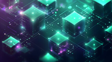 Poster - Blockchain cybersecurity and encryption wallpaper futuristic visuals of data protection digital realm abstract environment