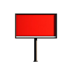 Poster - Vibrant crimson signboard poised for information, a message board on a single pole
