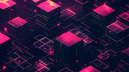 Poster - Blockchain cybersecurity and encryption visualized abstract wallpaper design digital environment futuristic viewpoint