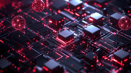 Poster - Dynamic cloud computing wallpaper visualizing decentralized systems in a futuristic environment