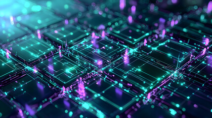 Poster - Visualize cloud computing and decentralized systems wallpaper digital realm abstract art futuristic environment top-down view