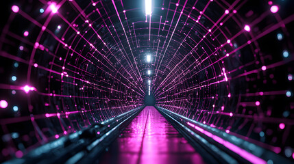 Poster - Futuristic energy grids within smart city frameworks wallpaper neon tunnel digital environment immersive perspective