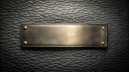 Poster - Elegant Golden Leather Patch on Dark Textured Background, Ideal for Luxurious Branding or Design Projects