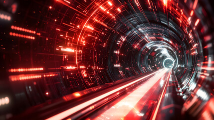 Poster - Futuristic energy grids in smart city frameworks dynamic wallpaper of high-tech tunnel environment