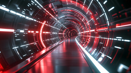 Poster - Futuristic energy grid tunnel wallpaper for smart city frameworks high-tech environment digital viewpoint