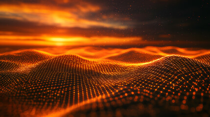 Poster - Futuristic healthcare and biotechnology wallpaper digital landscape sunset abstract art technology concept