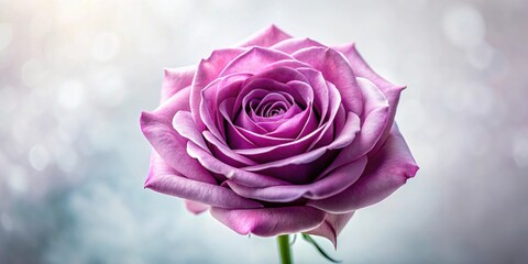 Aufkleber - A Single Purple Rose Blossom, Softly Illuminated Against a Dreamy Background, Captures the Essence of Delicate Beauty and Natural Elegance