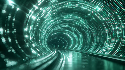 Poster - Interstellar communication wallpaper a glowing tunnel of spacetech inspiration digital art futuristic environment dynamic view