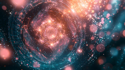 Poster - Quantum computing and multidimensional data visualization wallpaper abstract space digital art cosmic environment close-up view