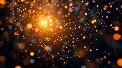 Poster - Quantum computing and multidimensional data visualization wallpaper abstract patterns and glowing dots in a digital universe