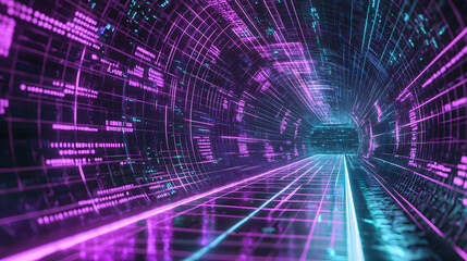Aufkleber - Sustainable tech innovations digital tunnel visualization wallpaper design futuristic environment tech concept