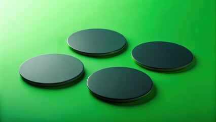 Leinwandbilder - Abstract Green Background with Four Circular Platforms for Product Display