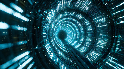 Poster - Sustainable tech wallpaper digital systems visualized sci-fi tunnel futuristic environment abstract viewpoint