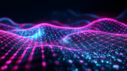 Poster - Dynamic abstract data flow displaying glowing lines digital space visual representation high-tech environment aesthetic viewpoint