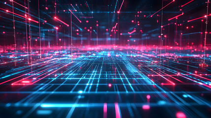 Poster - Abstract data flow visualization digital space 3d render tech environment futuristic viewpoint