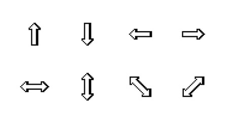 Poster - Pixel art directional arrow icons, Up Down Left Right Diagonal Navigation, Retro Pixel Arrow Set, Minimalist Interface Symbols, 8-Bit Pixel Arrow Collection
