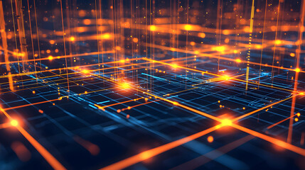 Poster - Dynamic data flow visualization abstract technology concept digital environment glowing lines futuristic perspective