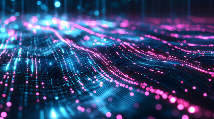 Poster - Dynamic data flow visualization digital realm abstract graphics technology environment futuristic viewpoint