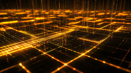 Poster - Dynamic abstract data flow visualization digital realm graphic rendering virtual environment wide-angled perspective