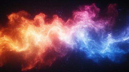 Poster - Celestial Dance: A vibrant depiction of swirling nebulae, where colors ignite with a radiant spectacle, representing the birth of stars, a universe of boundless wonder.