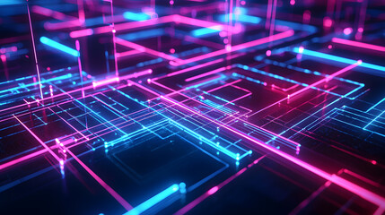 Poster - Abstract data flow visualized through glowing lines in a digital landscape futuristic environment high-definition view