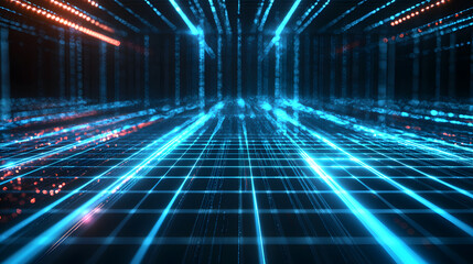 Poster - Dynamic data flow visualization virtual environment digital art futuristic concept abstract viewpoint