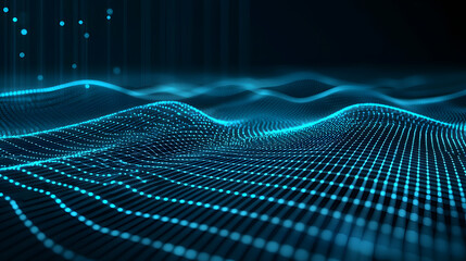 Poster - Glowing data flow visualization digital environment abstract concept technology futuristic viewpoint