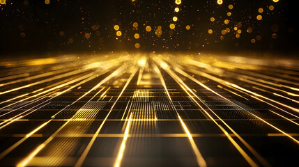 Poster - Dynamic glowing data flow visualization digital space abstract content futuristic environment low angle viewpoint