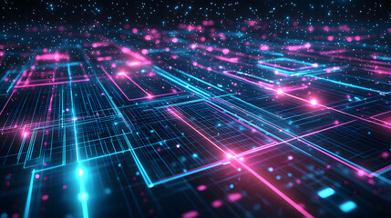 Poster - Dynamic glowing data flow representation digital realm abstract visualization cyber environment futuristic viewpoint