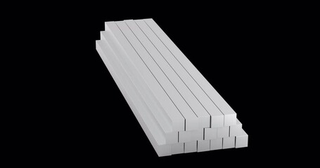 Poster - stainless steel square bars rotation animation, seamlessly loopable. 3d rendering isolated on transp
