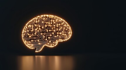 Poster - futuristic brain design with neon circuit illustrations and glow