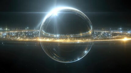 Poster - Exploring the majesty of a Dyson Sphere orbiting the Sun in a surreal cosmic landscape