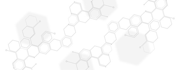Wall Mural - abstract light gray geometric hexagon pattern. creative medical science and technology background de