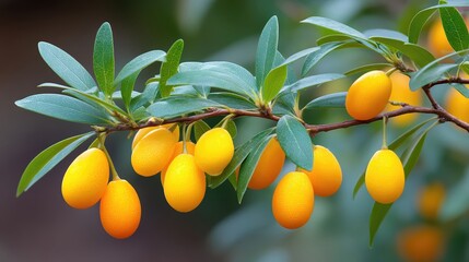 Poster - Vibrant kumquat tree full of ripe fruits basking in sunlight