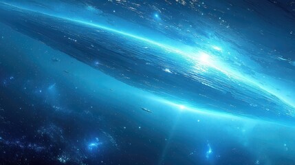 Poster - Vast blue cosmos illuminated by radiant starlight and swirling galaxies in deep space wonders