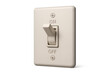 © Innovator587 - Classic beige toggle light switch in off position against white background. Isolated illustration