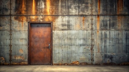 Aufkleber - Rustic Metal Doorway Weathered Steel Panels and Aged Metal Door in Industrial Setting